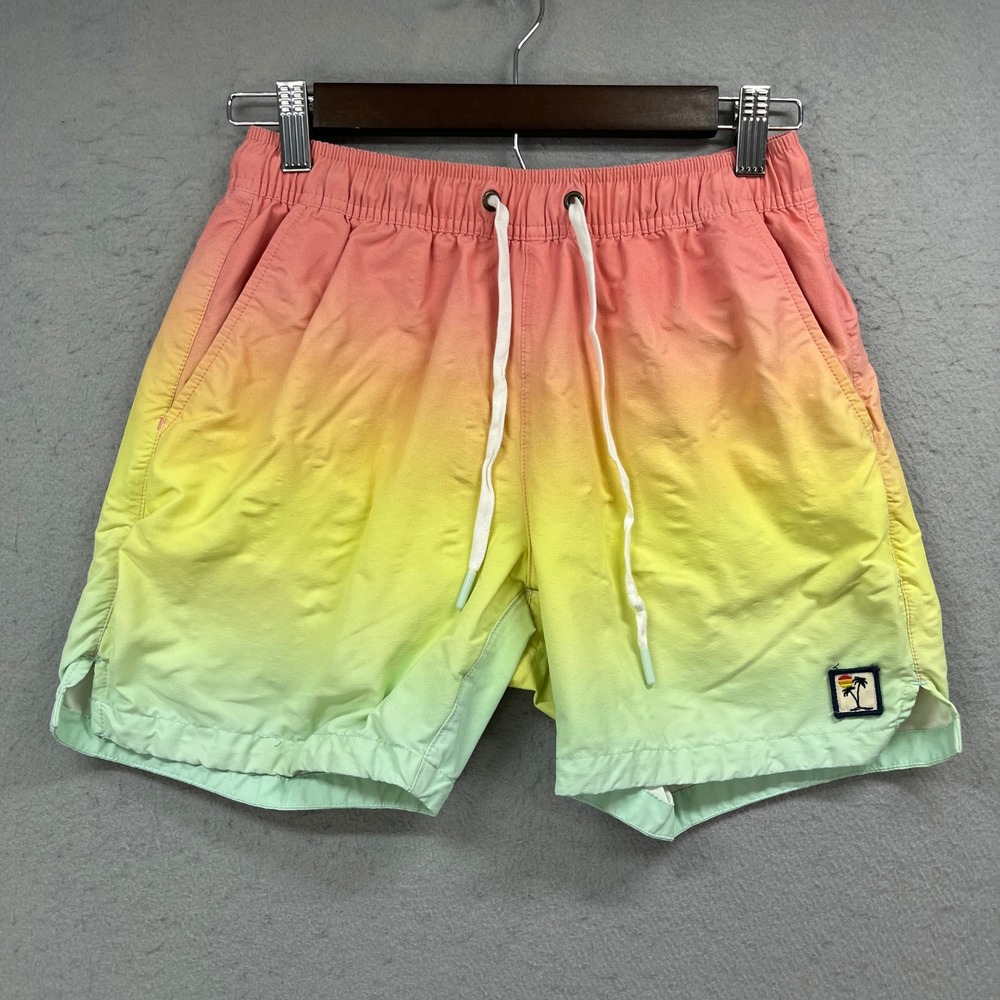 Marine Layer Swim Trunks Men Small Pink Ombre Quick Dry Beach Board Shorts Surf